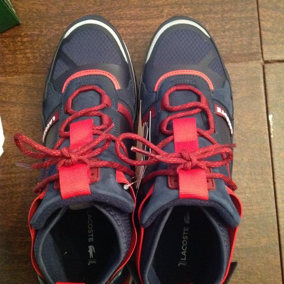 Lacoste Men's Run Breaker Navy Leather WR Mid Sneakers - 11.5 - New in Box - Picture 6 of 8